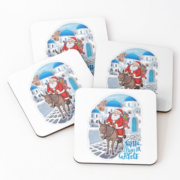 Item preview, Merry Christmas – Santa Claus in Greece on a Donkey designed and sold by AndrewYoko.