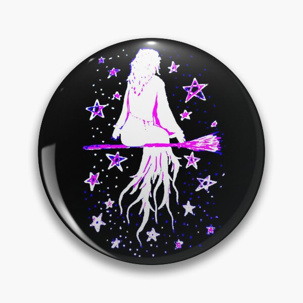 Item preview, Pink Drawing of a Witch on Broomstick designed and sold by Knight and Witch.