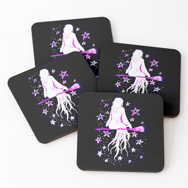 Item preview, Pink Drawing of a Witch on Broomstick designed and sold by Knight and Witch.
