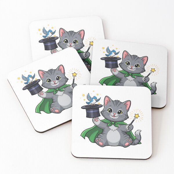 Item preview, Cute Cat Magician with Magic Wand and Bird Art designed and sold by k3rstman1.