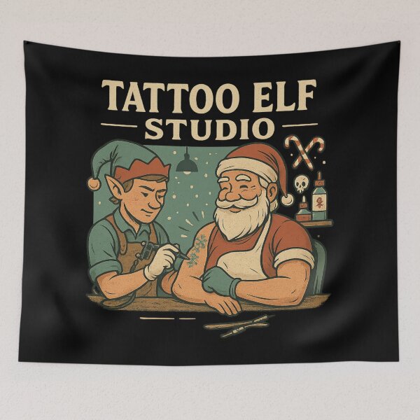 Item preview, Tattoo Elf Studio – Funny Christmas Tattoo Artist Design designed and sold by AddictiveDesign.
