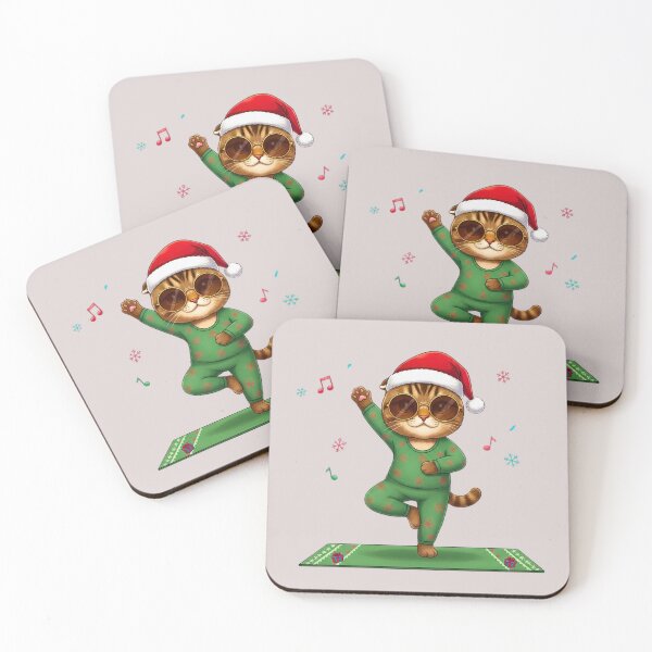 Item preview, Christmas Yoga Cat | Cute Cat in Tree Pose | Festive Holiday Zen Kitty designed and sold by E-SarnEdge.