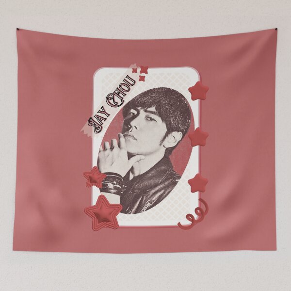 Item preview, Jay Chou Mandopop Singer Chinese Actor Cdrama Chinese Entertainment Card Red Aesthetic Collage Design designed and sold by AJUNICE STUDIO.