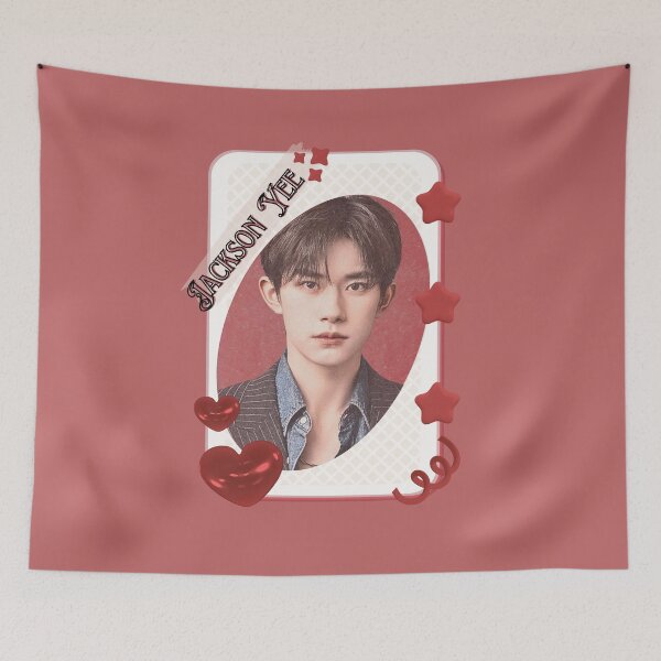 Item preview, Jackson Yee (Yi Yangqianxi 易烊千玺) Chinese Actor Cdrama Chinese Entertainment Card Red Aesthetic Collage Design designed and sold by AJUNICE STUDIO.