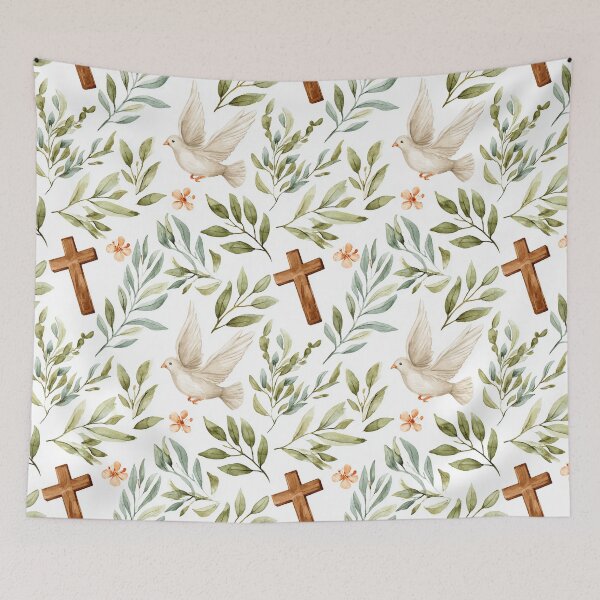 Item preview, Christian Symbolism Pattern, Doves, Crosses, and Leaves designed and sold by Alaska Magick.