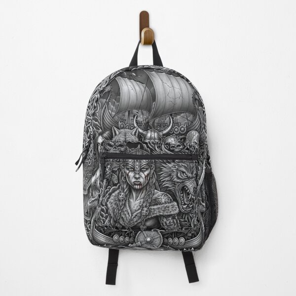 Item preview, Viking Backpack | Tattoo Style Design | Norse Mythology Backpack | Warrior Design designed and sold by HybridThe0ry.