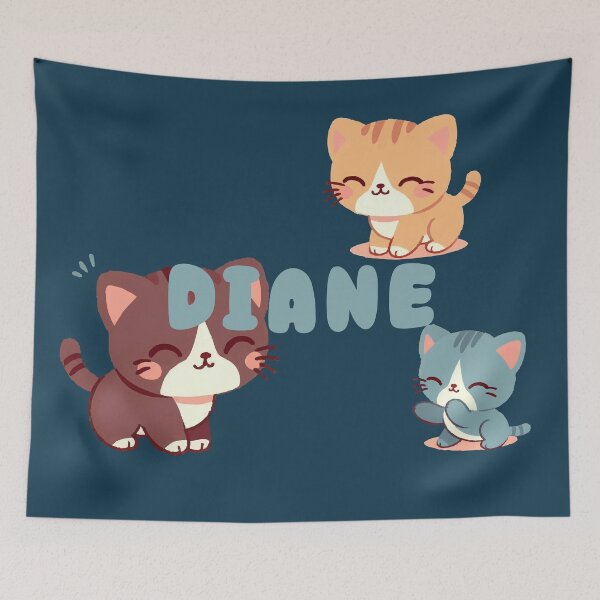 Item preview, Cute Cats and Name Diane – Kawaii Personalized Design designed and sold by karolinahinc.