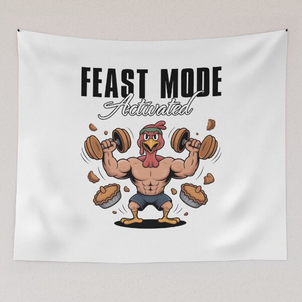 Item preview, Feast Mode Activated Funny Gym Turkey Shirt designed and sold by Lovely-Tees.