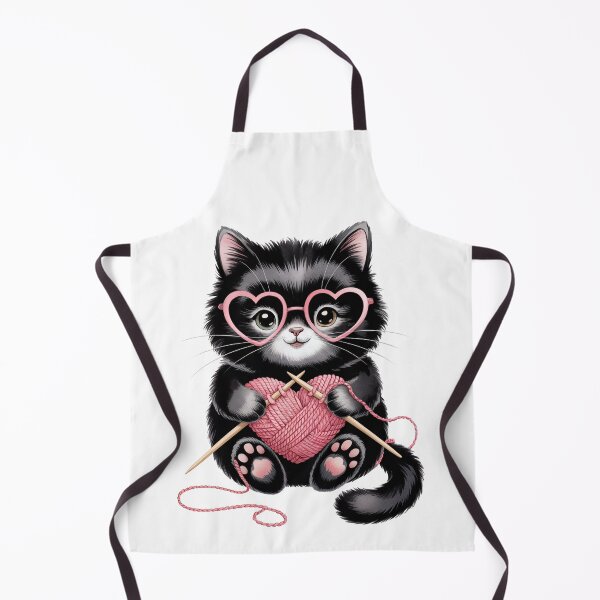 Item preview, Kitten Knitting with Heart Glasses designed and sold by jkrphoto.