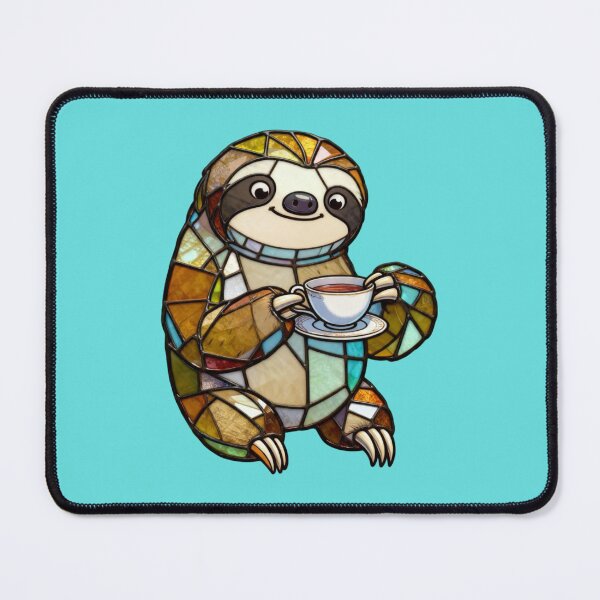 Item preview, Sloth With a Cup of Tea - Stained Glass Effect designed and sold by MyCozyCorner24.