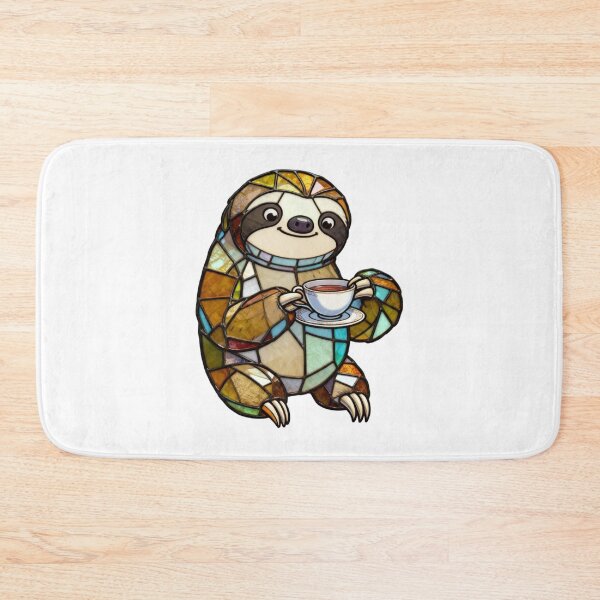 Item preview, Sloth With a Cup of Tea - Stained Glass Effect designed and sold by MyCozyCorner24.