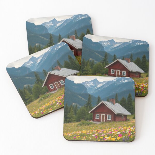 Item preview, Red Mountain Cabin | Vibrant Wildflowers & Majestic Peaks designed and sold by Jade Ado.