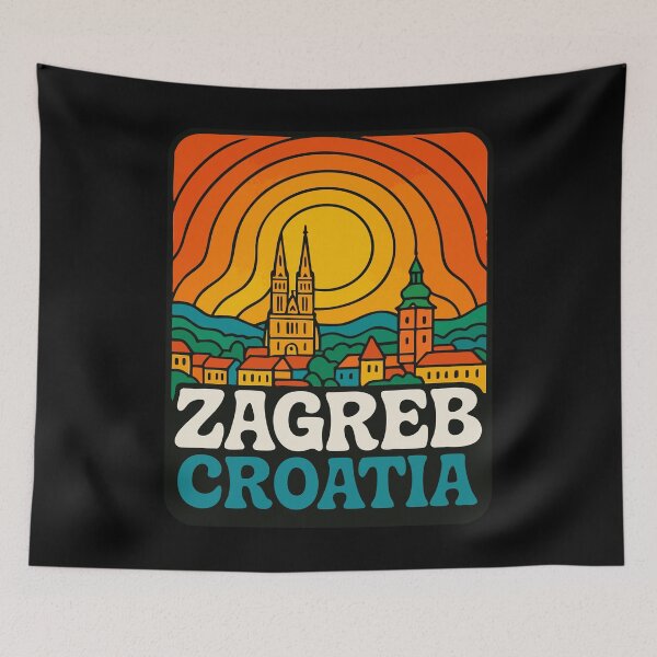 Item preview, Zagreb Croatia Retro Trippy Art designed and sold by TomFrontierArt.