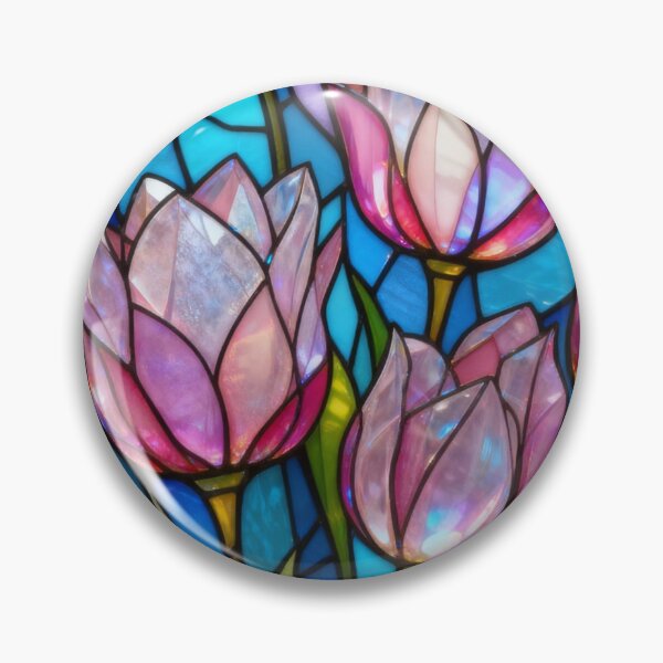 Item preview, Pink Stained Glass Tulips  designed and sold by MyCozyCorner24.