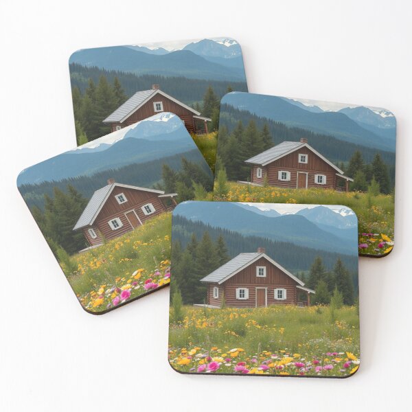Item preview, Peaceful Log Cabin | Serene Wilderness Retreat in a Golden Wildflower Field designed and sold by Vida e Arte.