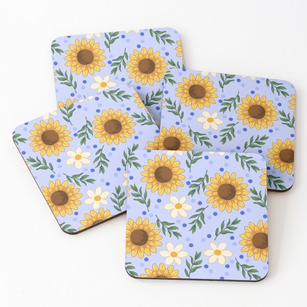 Item preview, Sunflowers and Daisies Blue Pattern designed and sold by CandyAppleCats.