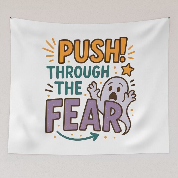 Item preview, Funny Motivational Ghost Quote Push Through the Fear. designed and sold by The-T-In-Retro.