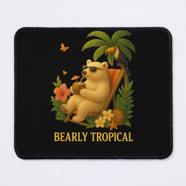 Item preview, Polar Bear Illustration – “Bearly Tropical” Funny Summer Design designed and sold by Animal Puns.