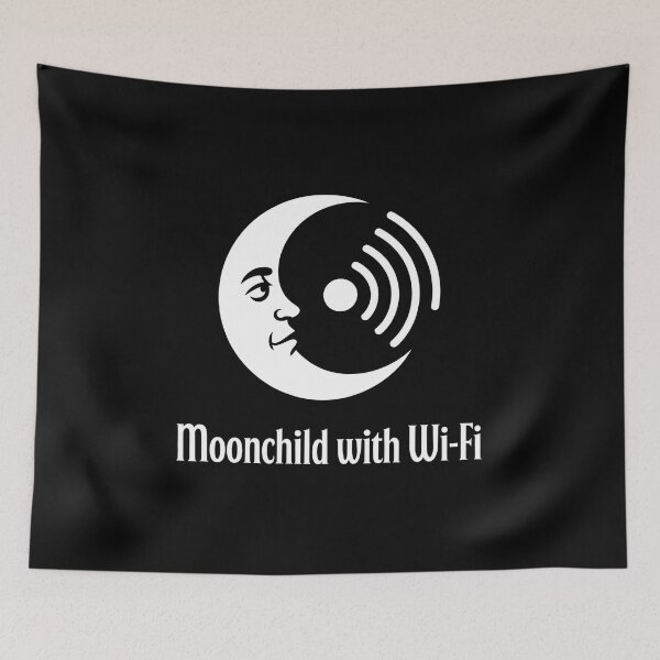 Item preview, Moonchild with Wi-Fi – Witchy Cosmic Humor Minimalist Design designed and sold by CalmDownZone ⭐️⭐️⭐️⭐️⭐️.