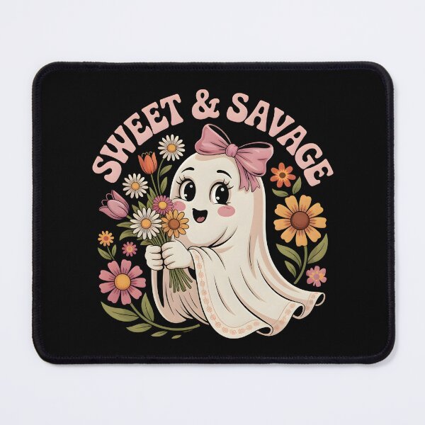 Item preview, Sweet and Savage – Cute Ghost with Flowers Gothic Aesthetic designed and sold by CalmDownZone ⭐️⭐️⭐️⭐️⭐️.