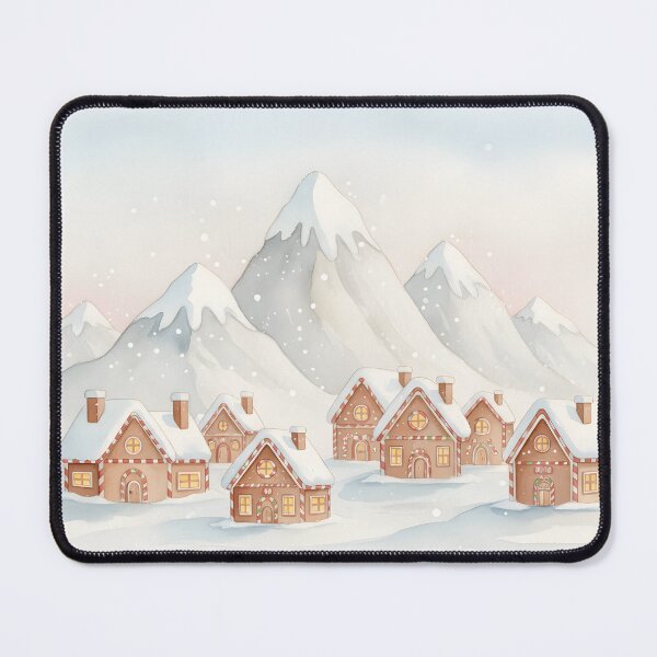 Item preview, Winter Gingerbread Village Against Snowy Mountains designed and sold by homydesign.