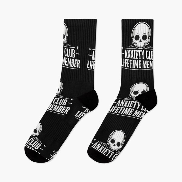Item preview, Anxiety Club Lifetime Member – Dark Humor Gothic Skeleton Design designed and sold by CalmDownZone ⭐️⭐️⭐️⭐️⭐️.
