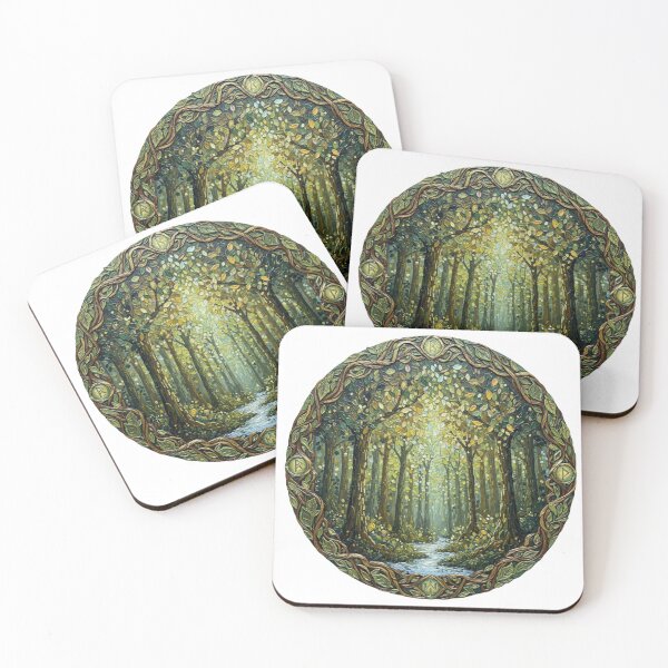 Item preview, Mystical Forest Circle Art | Rune Border Cottagecore Print  designed and sold by SueQsArt.