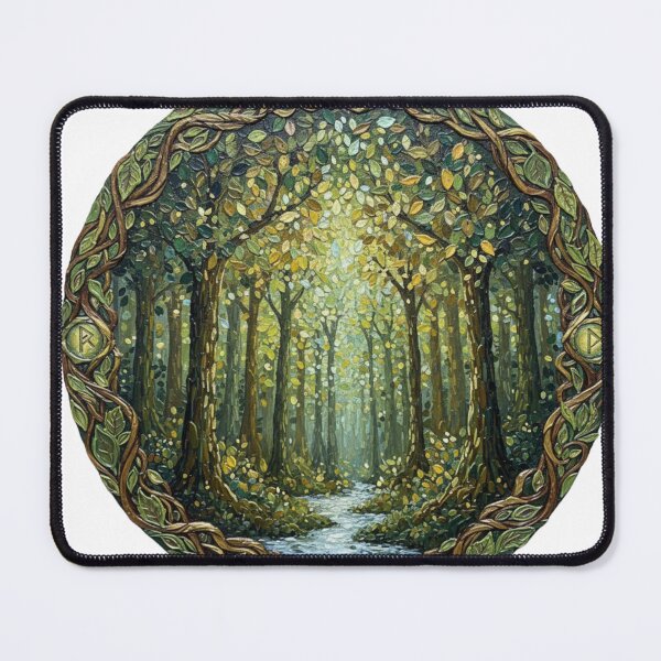 Item preview, Mystical Forest Circle Art | Rune Border Cottagecore Print designed and sold by SueQsArt.