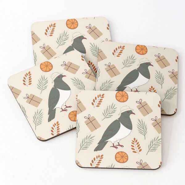 Item preview, Boho Kererū Christmas Pattern – Kiwiana Wood Pigeon on Cream designed and sold by MvuuStudio.