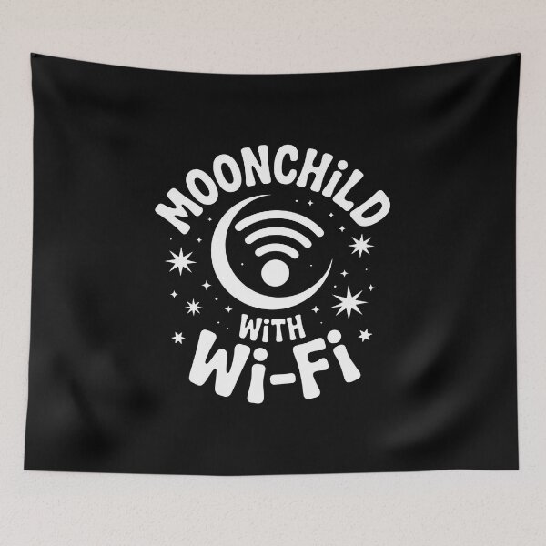 Item preview, Moonchild with Wi-Fi – Mystic Tech Vibe for Night Owls designed and sold by CalmDownZone ⭐️⭐️⭐️⭐️⭐️.