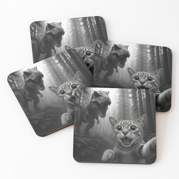Item preview, Cat Selfie T-Rex Dinosaur Forest designed and sold by NosandEdgy.
