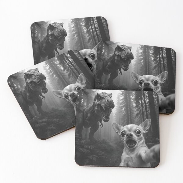 Item preview, Chihuahua Dog Selfie T-Rex Dinosaur Forest designed and sold by NosandEdgy.