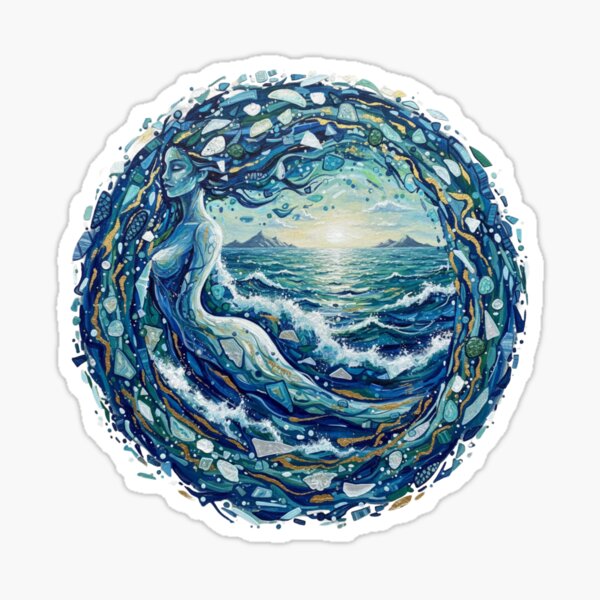 Spirit of the Ocean Mermaid Circle Art | Sea goddess Fantasy Sticker