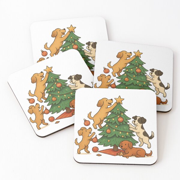 Item preview, Playful Puppies Decorating Christmas Tree designed and sold by DariaOltes.