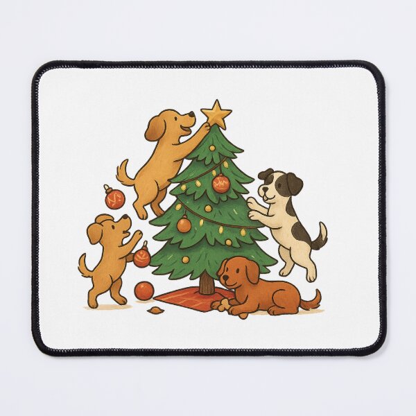 Item preview, Playful Puppies Decorating Christmas Tree designed and sold by DariaOltes.