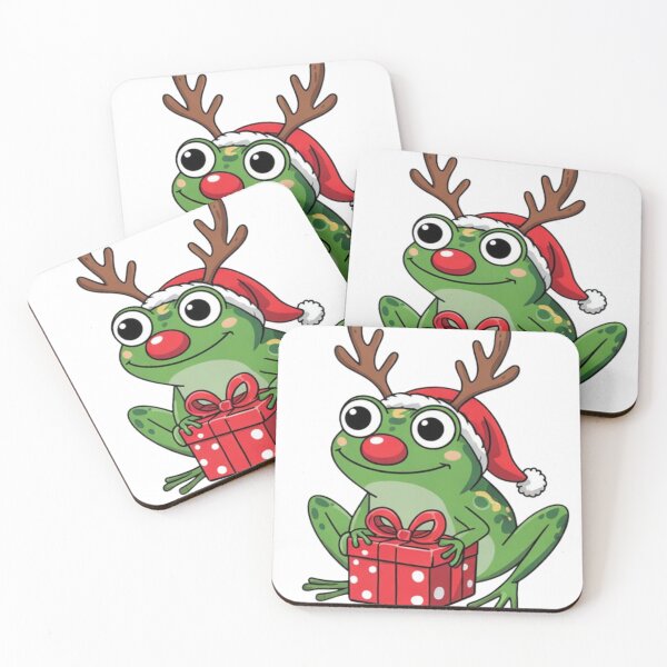 Item preview, Cute Santa Frog Reindeer Amphibian with Christmas gift designed and sold by Designorado.