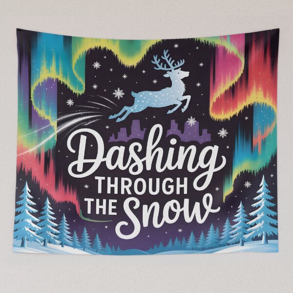 Item preview, Dashing Through the Snow – Northern Lights Christmas Scene designed and sold by SoftStyleStudio ⭐⭐⭐.