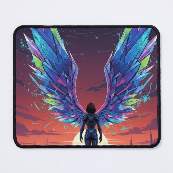 Item preview, Figure with Crystal Wings | Synthwave Cyberpunk Art Print designed and sold by SueQsArt.