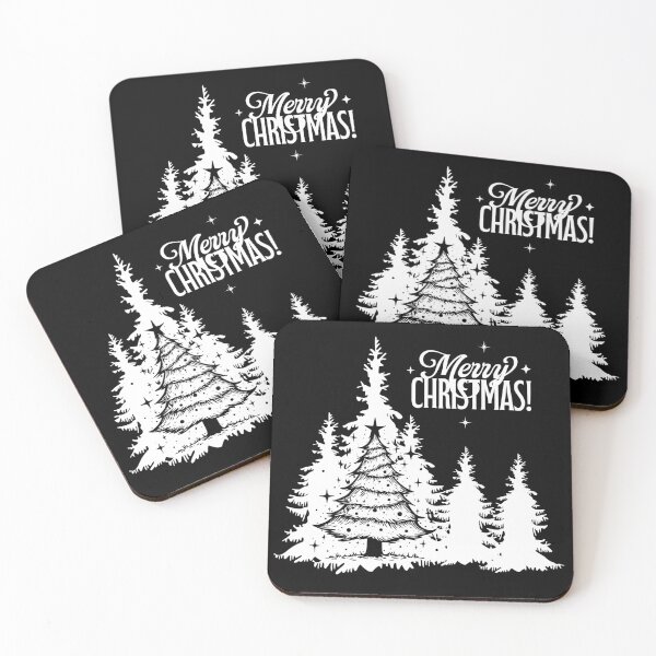 Item preview, Retro Black and White Christmas Tree Forest designed and sold by ArtStudiobyIta.
