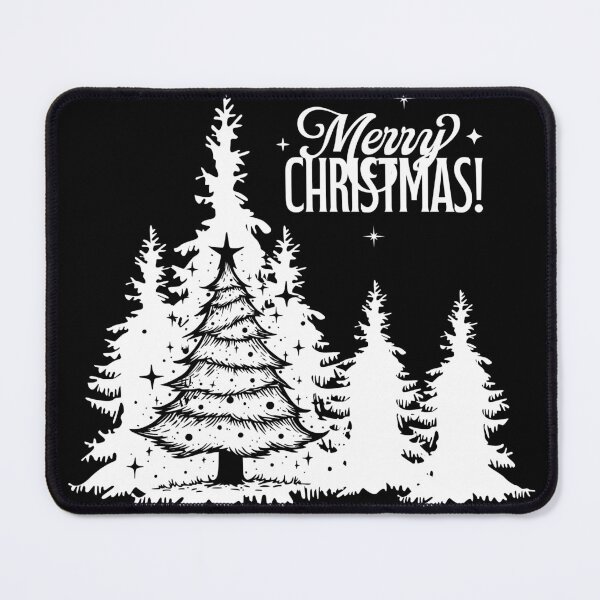 Item preview, Retro Black and White Christmas Tree Forest designed and sold by ArtStudiobyIta.