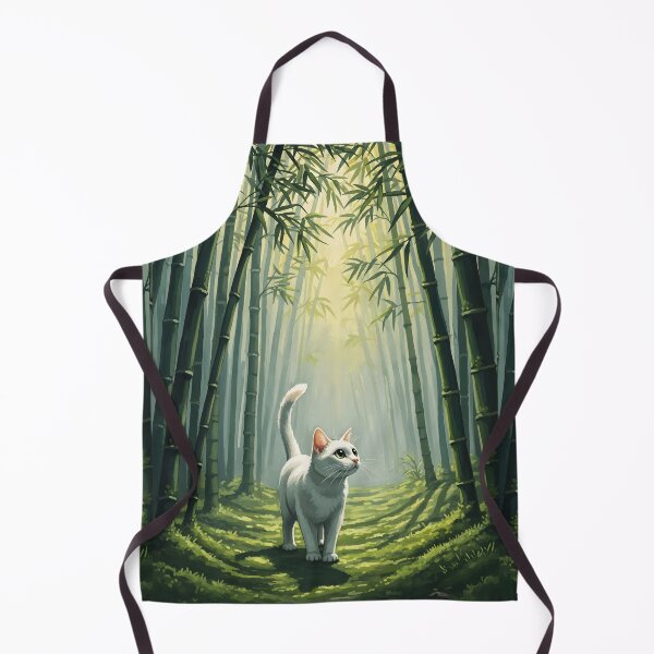 Item preview, White Cat in Bamboo Forest designed and sold by Cherry Dreams.