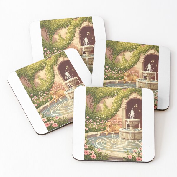 Item preview, Golden Dog by the Garden Fountain designed and sold by Cherry Dreams.