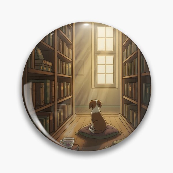 Item preview, Cute Dog in the Old Library designed and sold by Cherry Dreams.