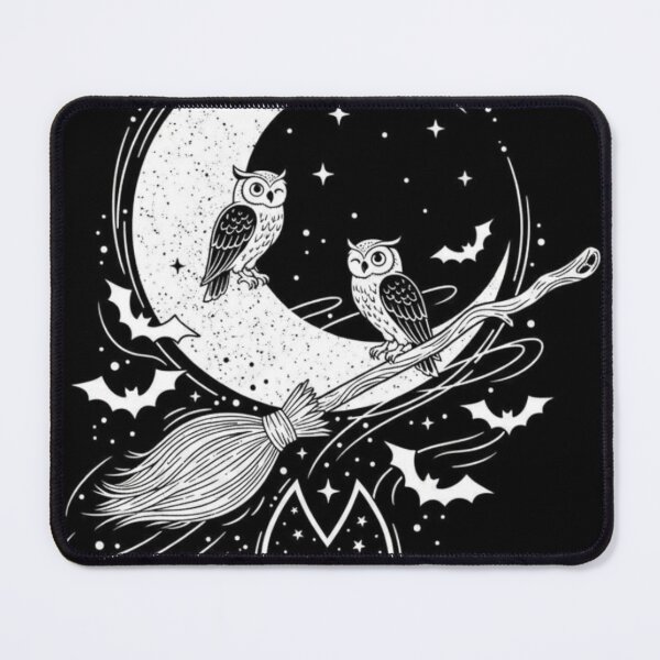 Item preview, Witchy Owl and Crescent Moon Gothic Art Print designed and sold by SueQsArt.