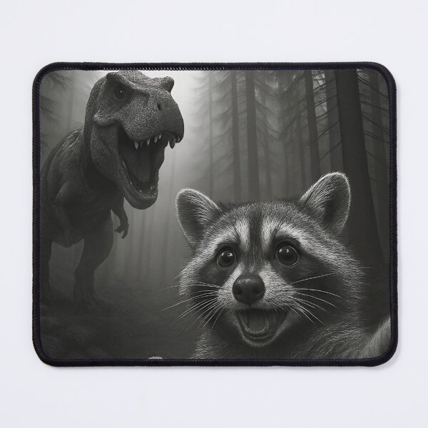 Item preview, Raccoon Selfie T-Rex Dinosaur Forest designed and sold by NosandEdgy.