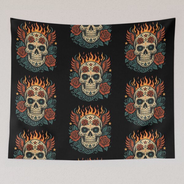 Item preview, Nocturnal Skull with Radiant Roses designed and sold by LaNadaYFundante.