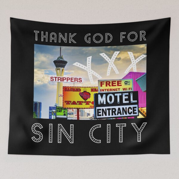 Item preview, Funny Las Vegas T-shirt - For Adults Quote Thank God For Sin City , Irreverent and Hilariously Bold Gift Provocative and Irresistible designed and sold by Psychoactive Circus Merch.