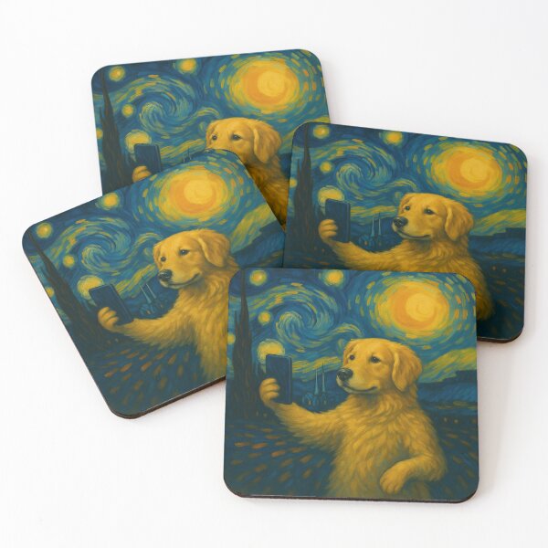 Item preview, Starry Night Van Gogh Golden Retriever Dog Selfie designed and sold by NosandEdgy.