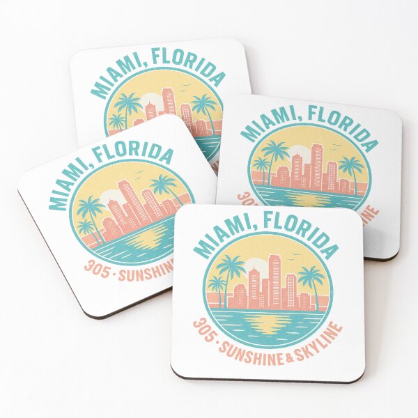 Item preview, Miami, Florida – 305 Sunshine & Skyline Retro Skyline Shirt designed and sold by Laughprints.