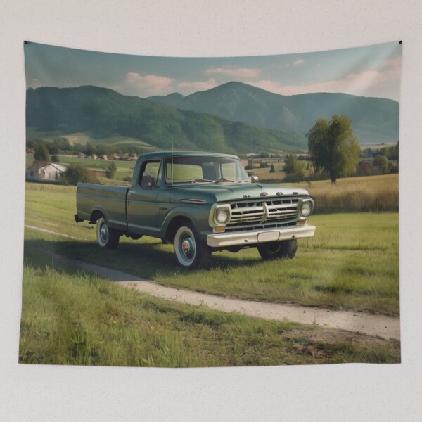 Item preview, Greygreen Journey, Classic 1965 Ford Truck on the Countryside Path designed and sold by BlareBlare.